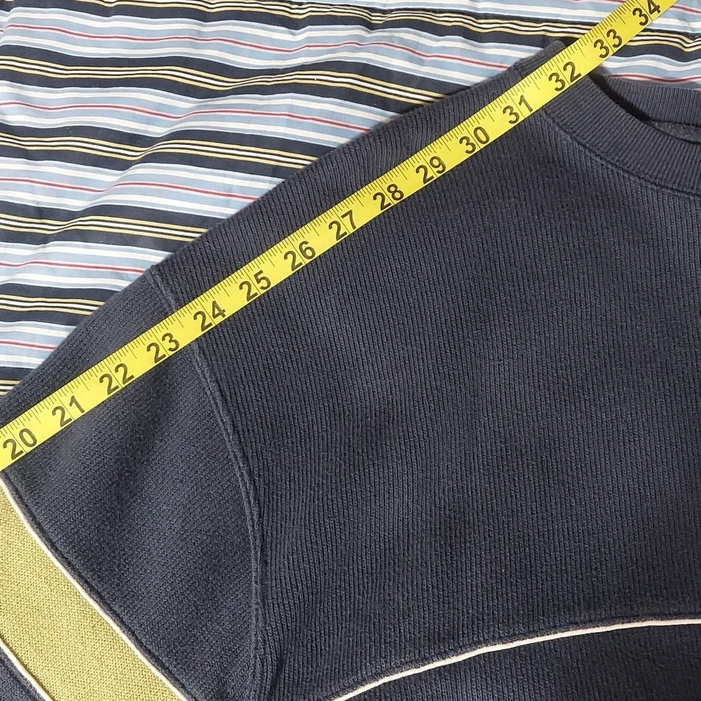 Vintage GAP Dark Blue & Olive Striped Crewneck Sweatshirt Men’s XL